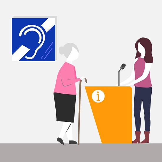 Information Counter with Hearing Enhancement System